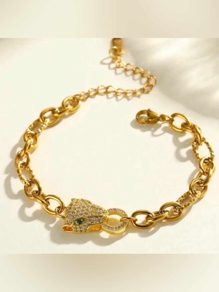 Panther Head Link Bracelet 18k GoldPlated Luxury Style